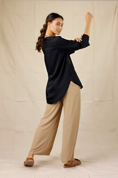 Black Seta Boyfriend Shirt - SALE