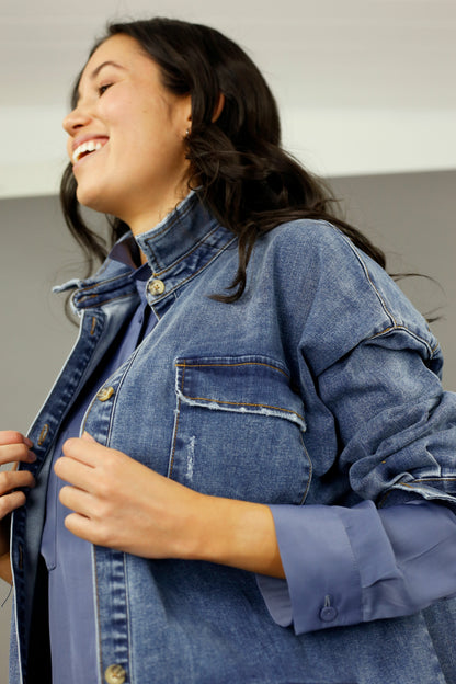 Chambray Denim Shacket - SALE