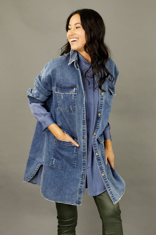 Chambray Denim Shacket - SALE