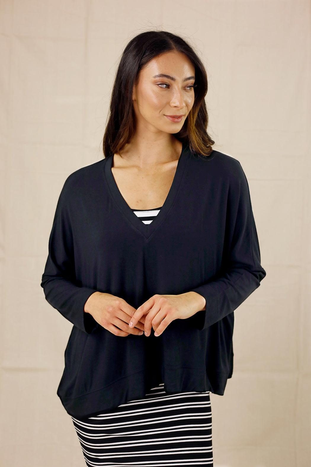 Black Bamboo V Top - SALE