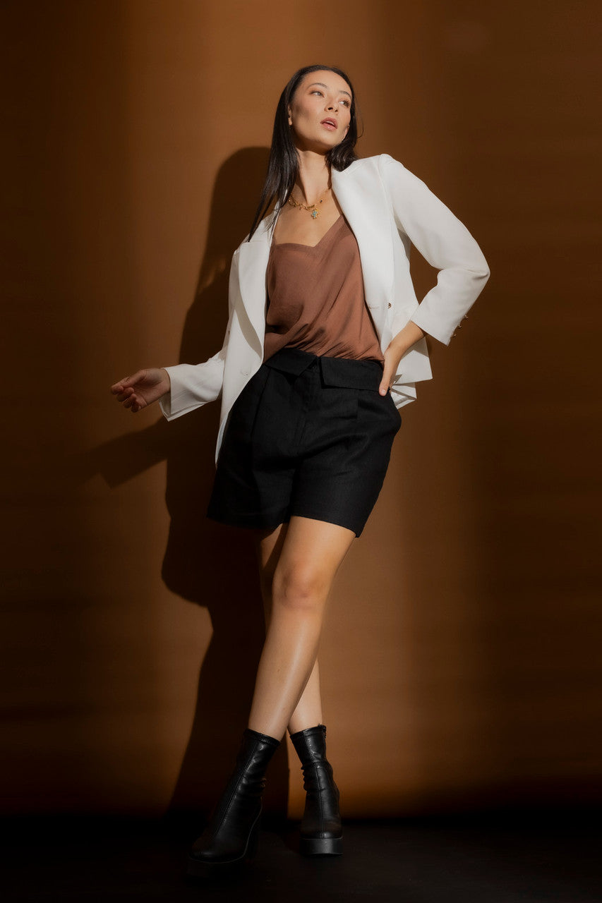 Black Luxury Linen Short