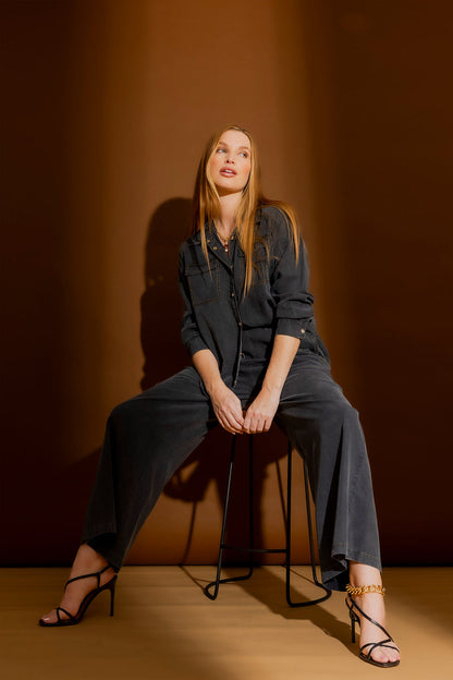 Black Washed Tencel Cargo Pant