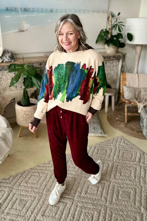 Beige Rainbow Knit Jumper Beige S
