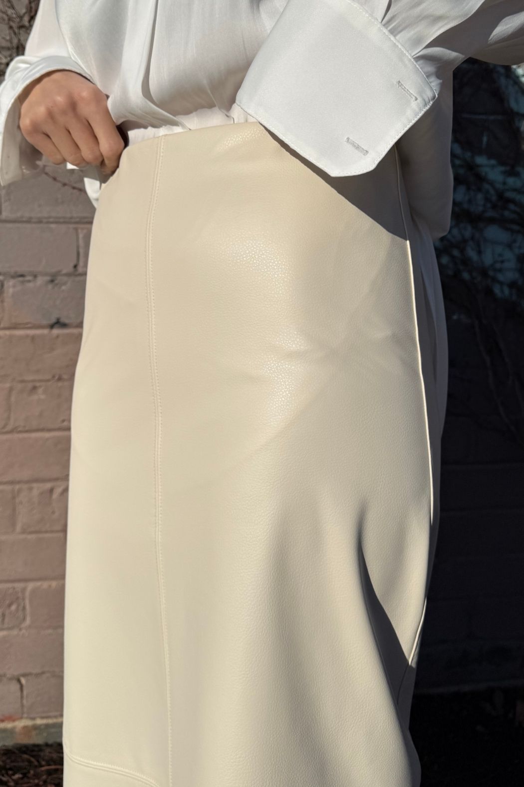 Chalk Croc Faux Leather Skirt