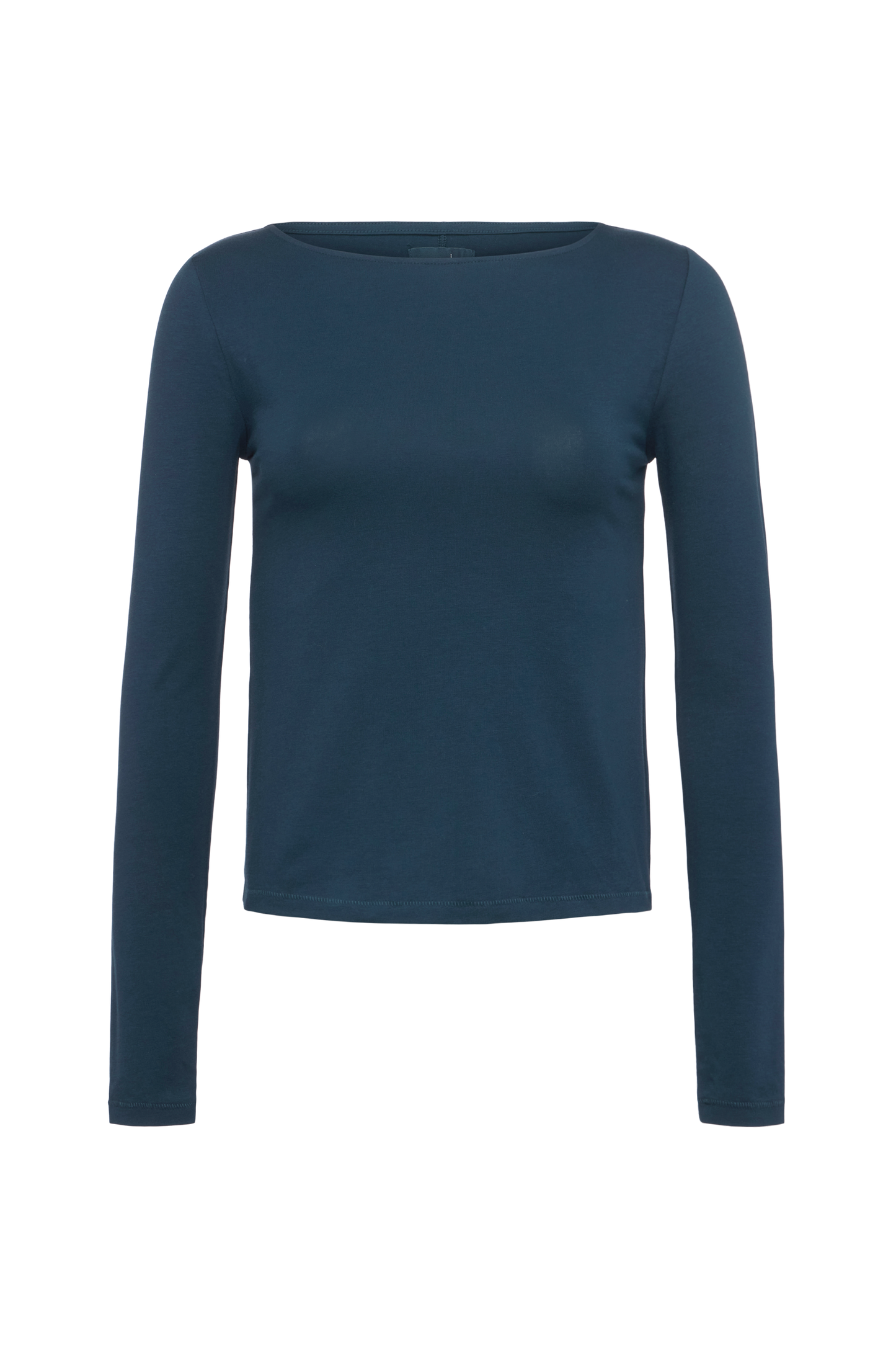 Slinky Jersey Boat Neck Long Sleeve Shirt | Navy