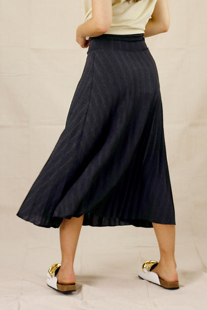 Black Lurex Pleat Skirt - SALE