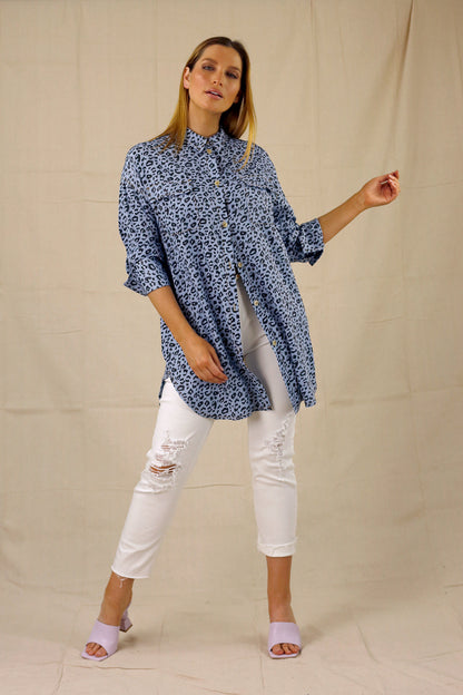 Black Animal Chambray Shacket - SALE