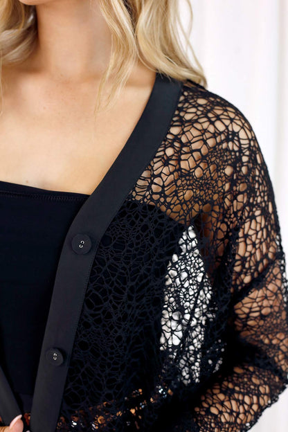 Black Open Lace Cardi - SALE