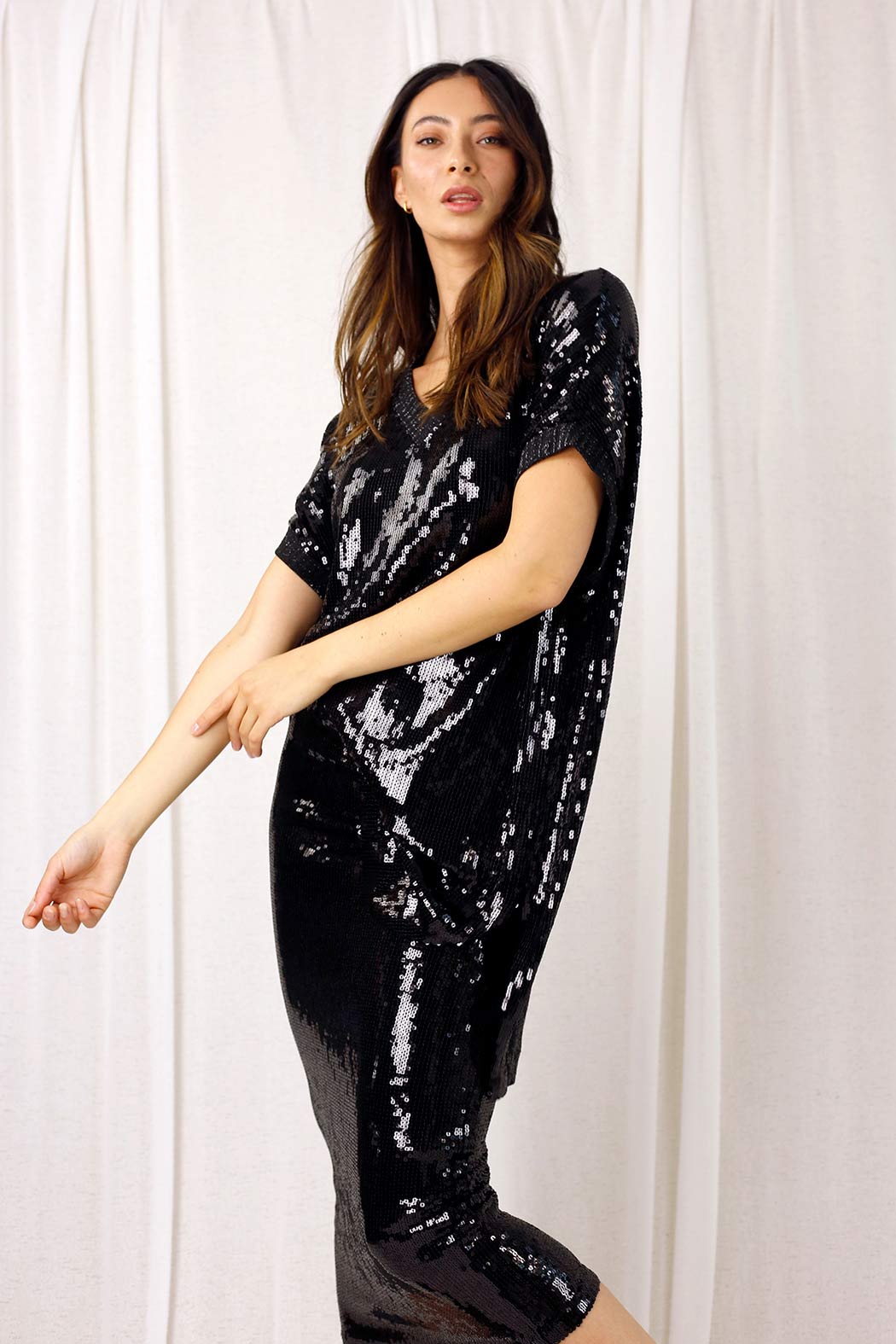 Black Sequin Maxi Top - SALE
