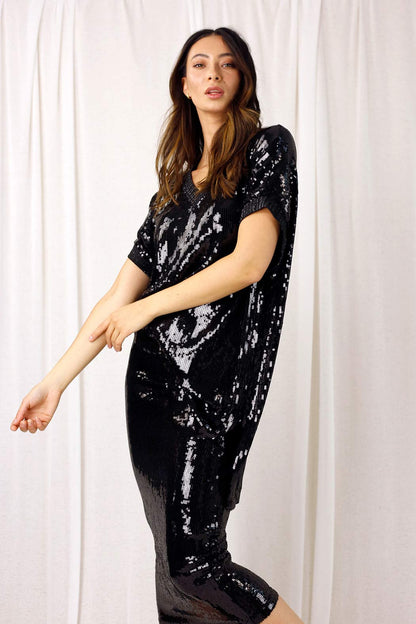 Black Sequin Maxi Top - SALE