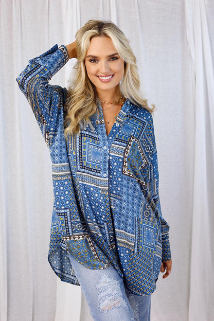 Blue Silky Blake Shirt - SALE