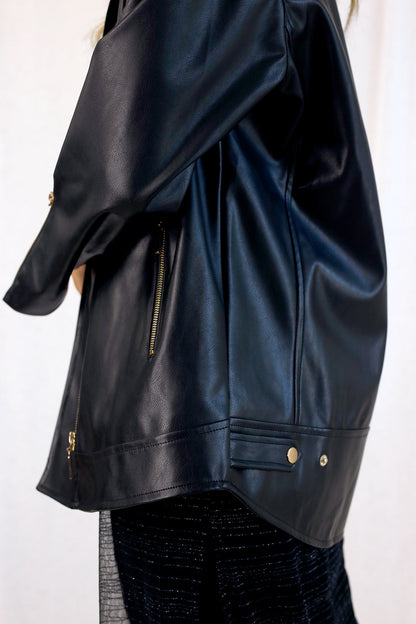 Black Vegan Leather Jacket - SALE