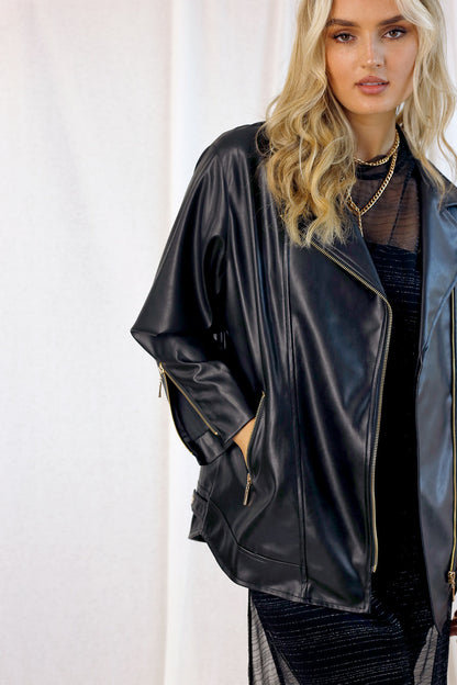 Black Vegan Leather Jacket - SALE