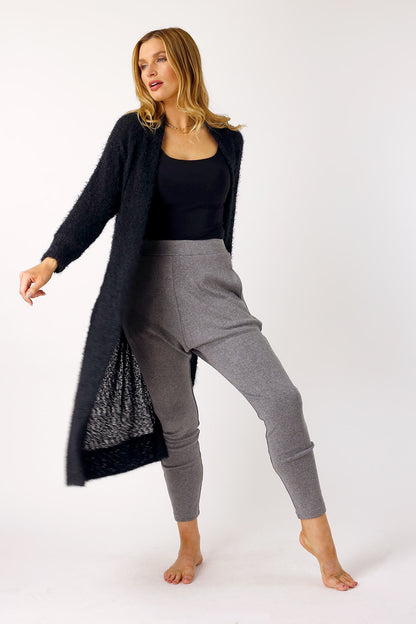 Black Fluffy Raglan Cardi-SALE