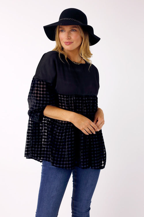 Black Velvet Burnout Top - FINAL SALE