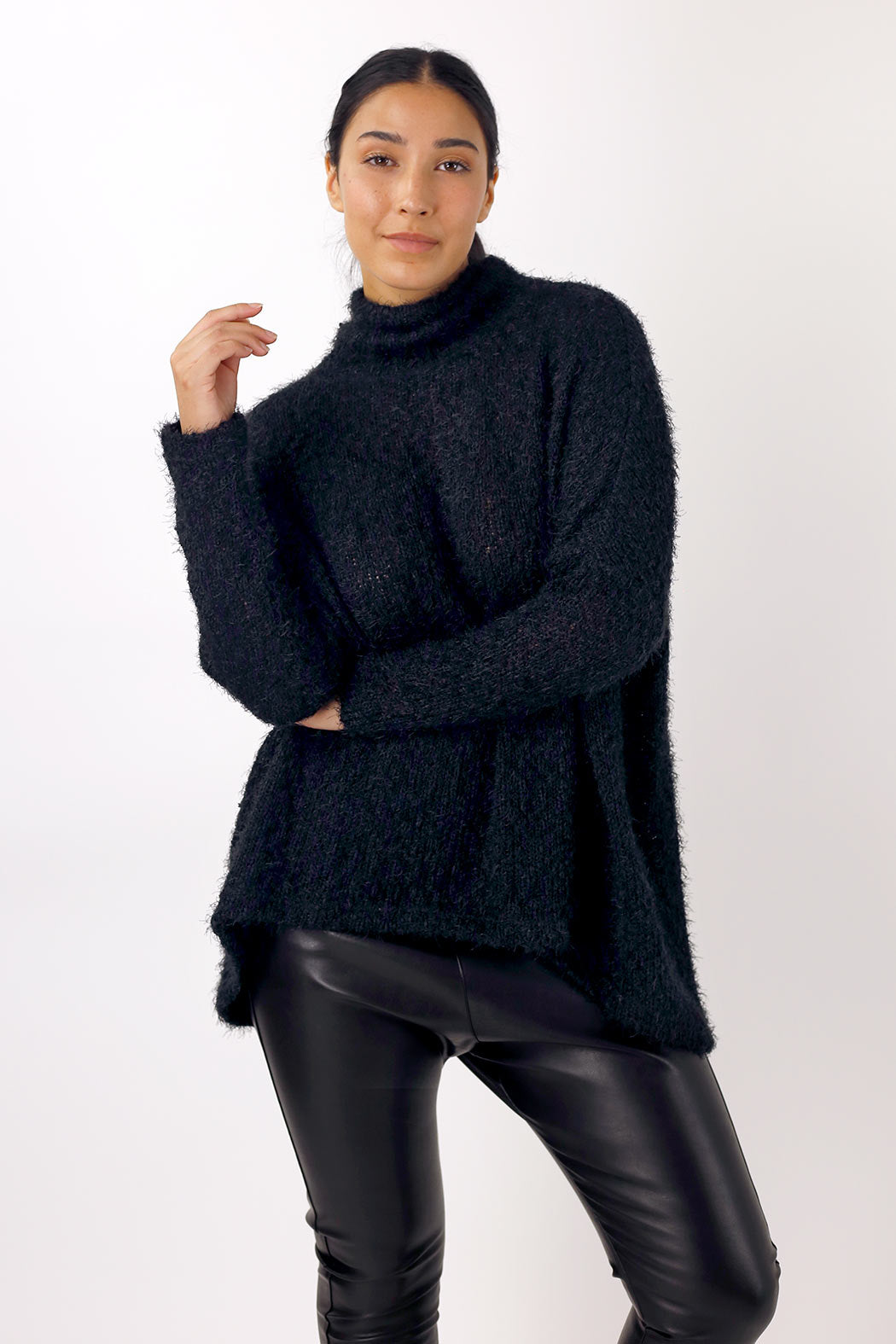 Black Fluffy Hi-Lo Jumper - SALE