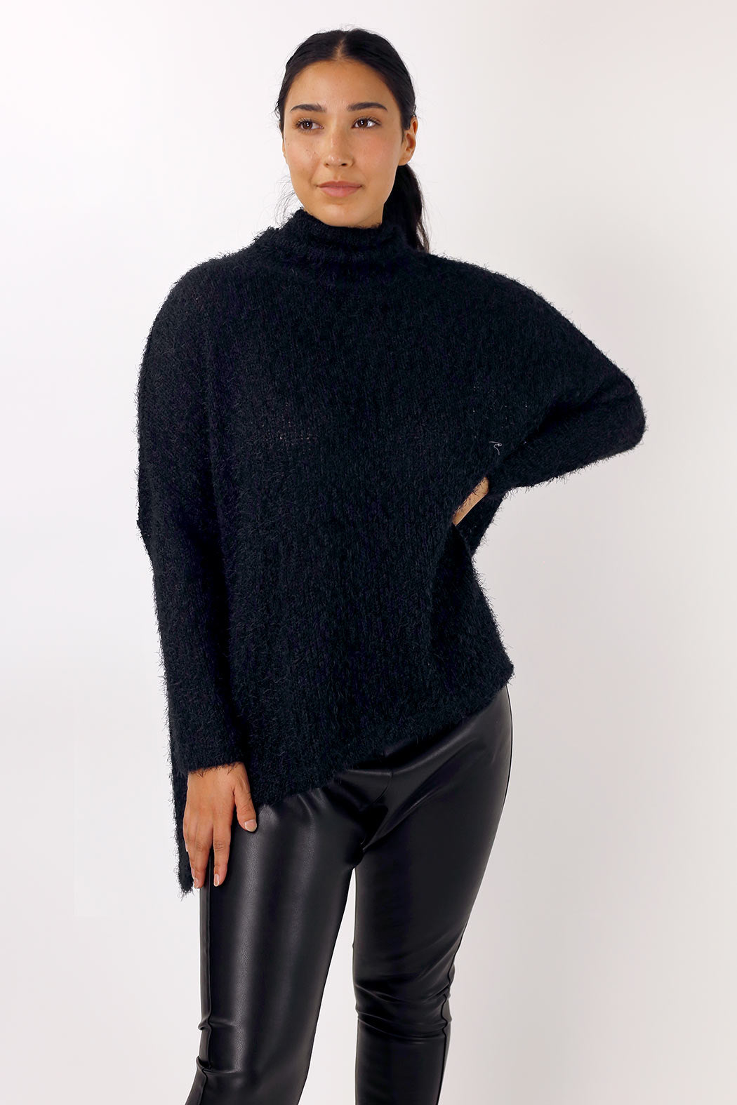 Black Fluffy Hi-Lo Jumper - SALE