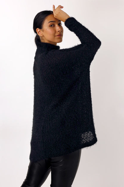 Black Fluffy Hi-Lo Jumper - SALE