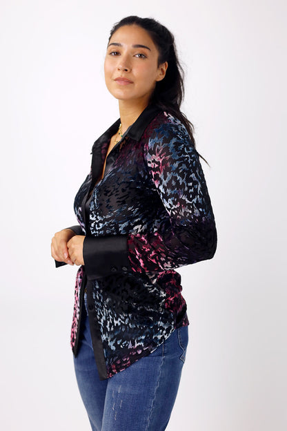 Blue & Pink Burnout Mesh Bodyshirt - SALE