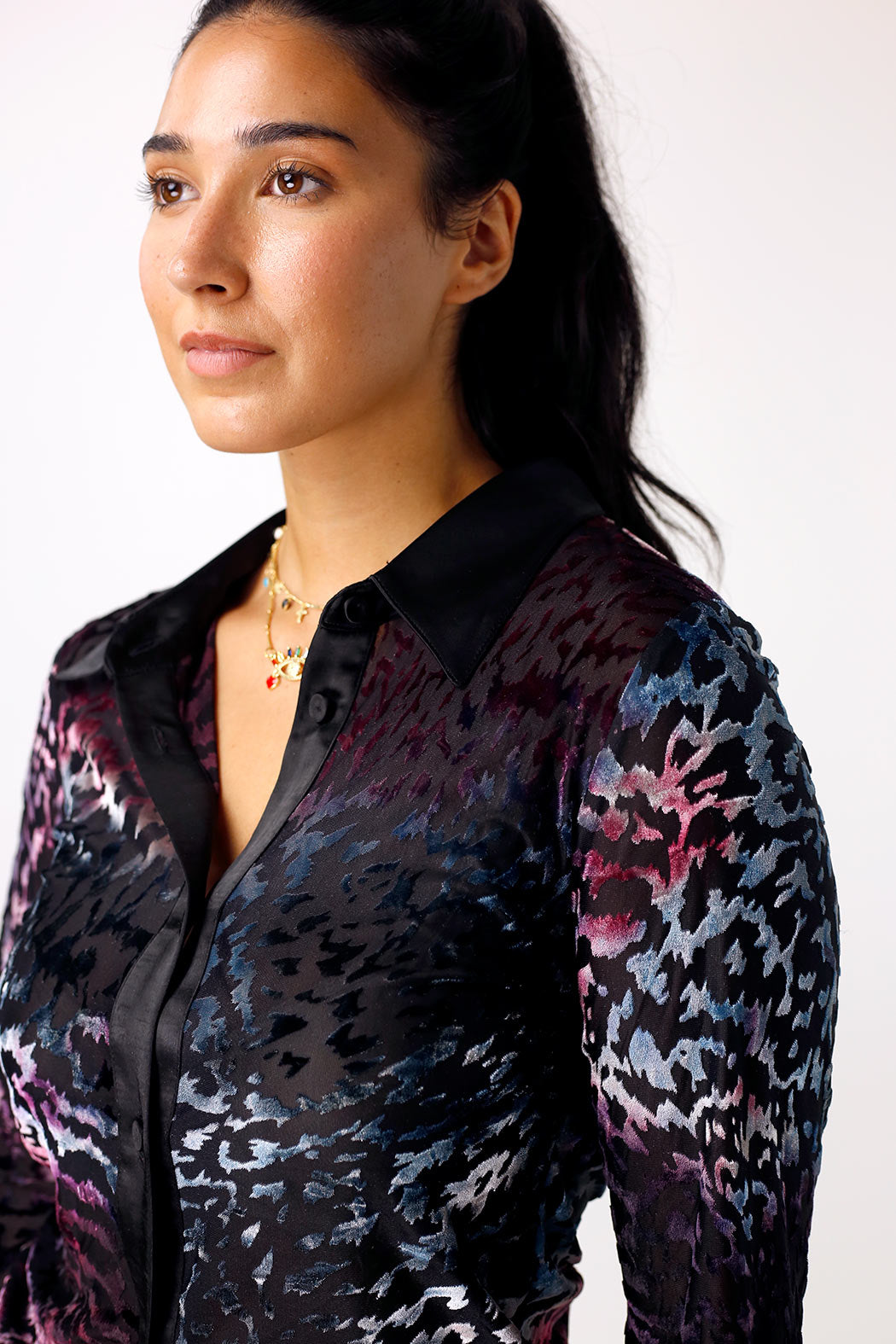 Blue & Pink Burnout Mesh Bodyshirt - SALE
