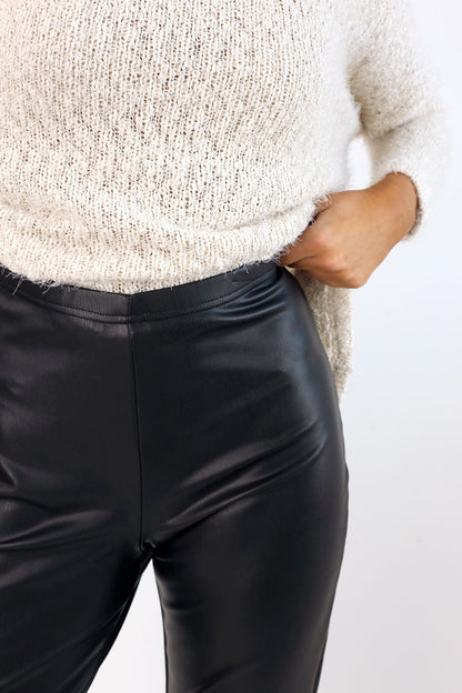 Black Vegan Leather Easy Fit Pant - FINAL SALE