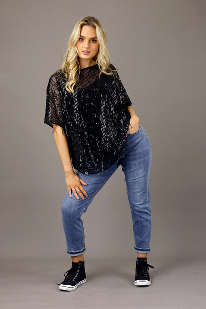 Black Allure Sequin Top