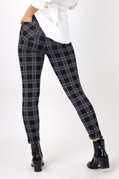 Charcoal Check Ponte Slim Pant - FINAL SALE
