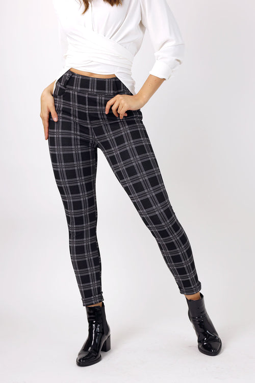 Charcoal Check Ponte Slim Pant - FINAL SALE