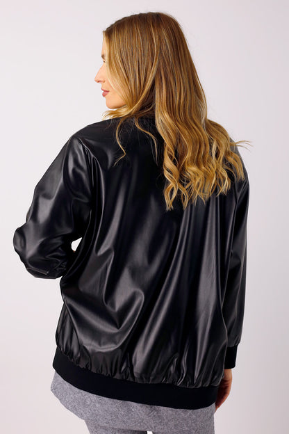 Black Bomber Jacket - Vegan Leather - SALE