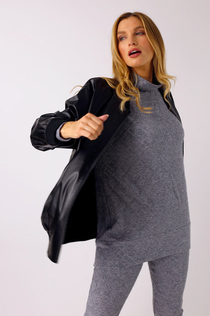 Black Bomber Jacket - Vegan Leather - SALE