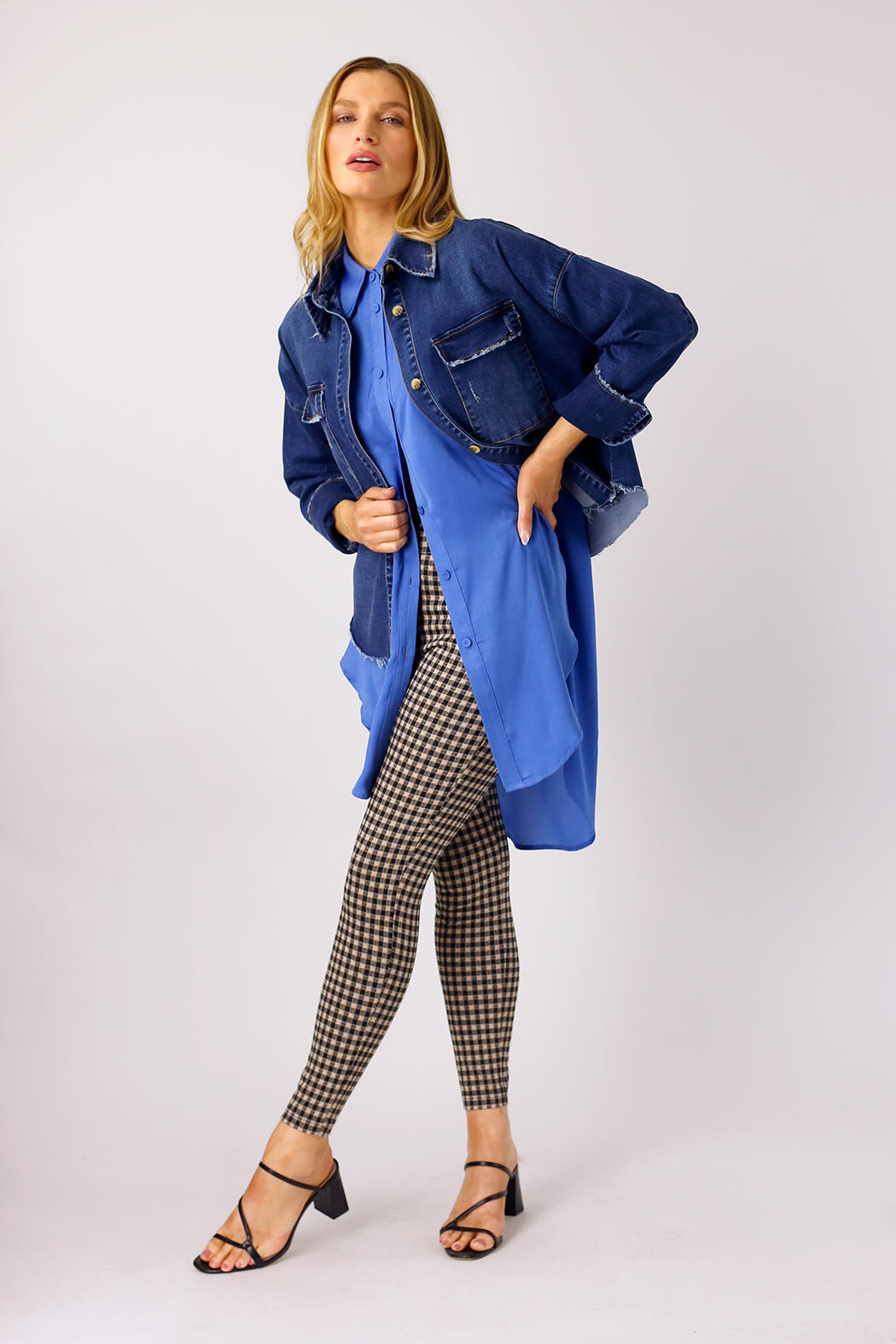Blue Silky Boyfriend Maxi Shirt - SALE