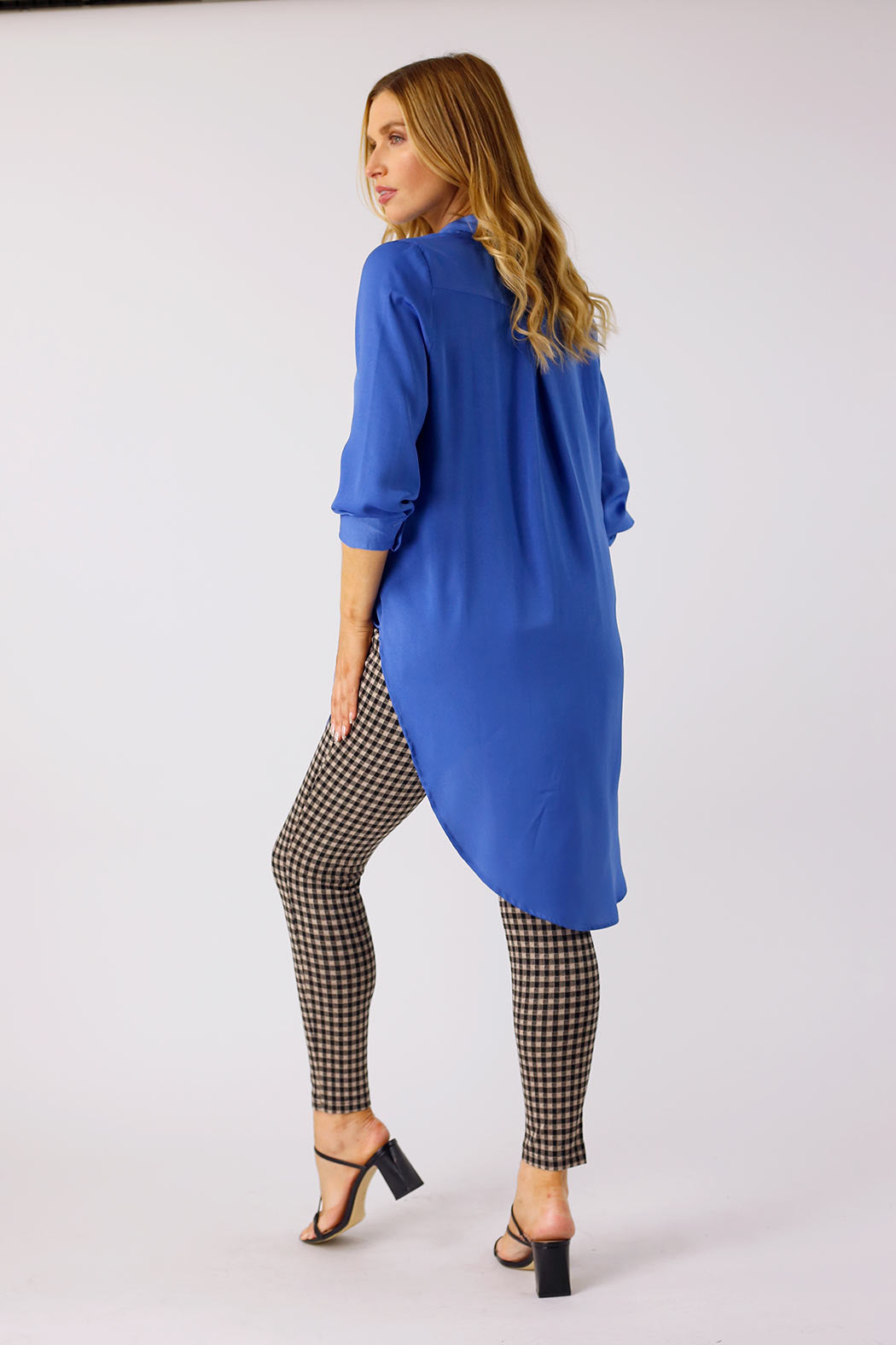 Blue Silky Boyfriend Maxi Shirt - SALE