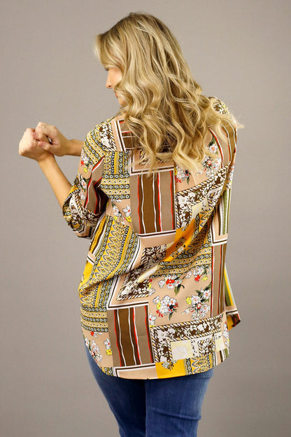 Beige Patchwork Nano Boyfriend Shirt - SALE