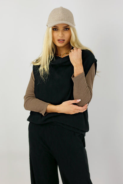 Black Cosy Cowl Vest - FINAL SALE