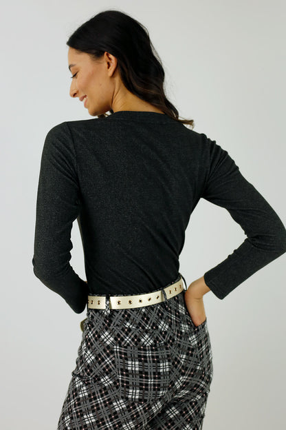 Charcoal Lush V-Neck Top - FINAL SALE