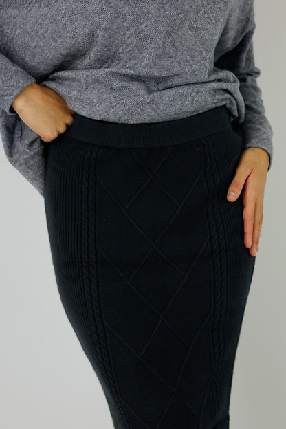 Black Cable Rib Skirt - FINAL SALE