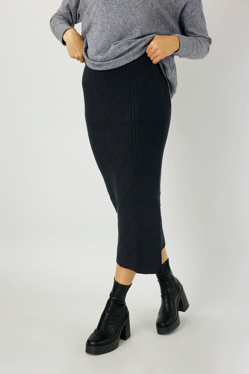 Black Cable Rib Skirt - FINAL SALE