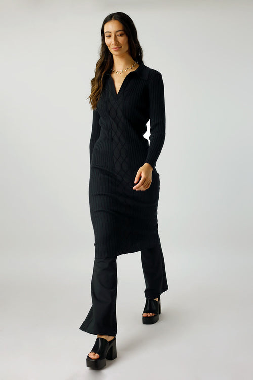 Black Cable Knit Dress - SALE