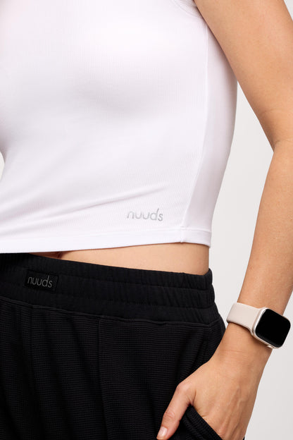 Sporty Rib Bra Tee | White