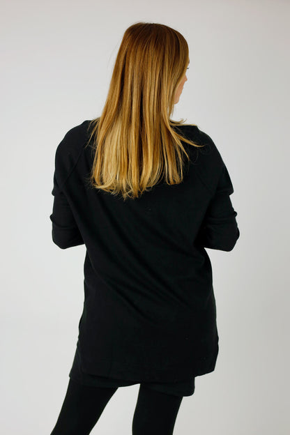 Black Woolly Plain Vee Jumper - SALE