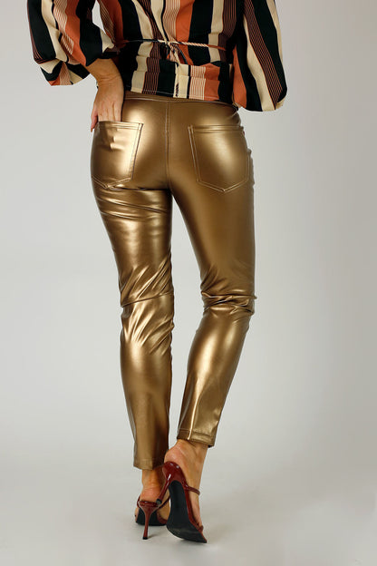Bronze Vegan Leather Easy Jean - FINAL SALE