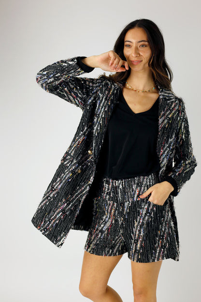 Black Applique Short