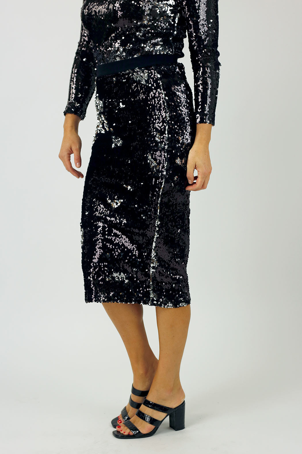 Black and Silver Sequin Skirt - SALE
