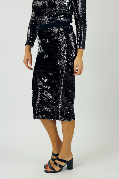 Black and Silver Sequin Skirt - SALE
