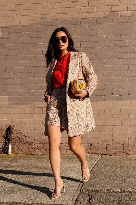 Beige Applique Blazer