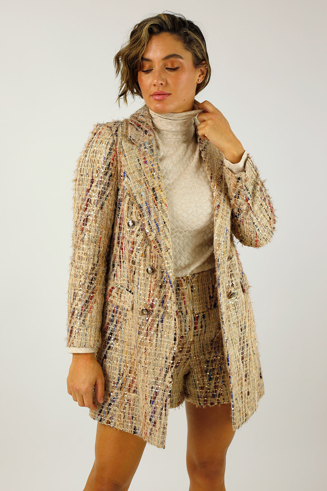Beige Applique Blazer