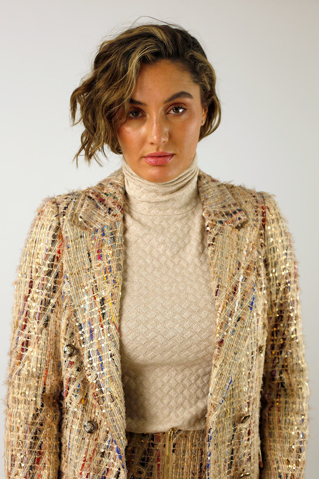 Beige Applique Blazer