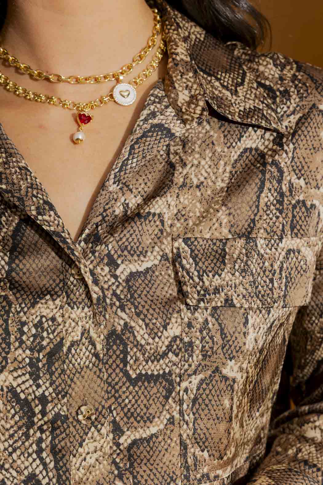 Brown Snake Silky Amber Shirt Brown Snake