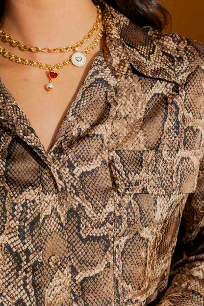Brown Snake Silky Amber Shirt Brown Snake