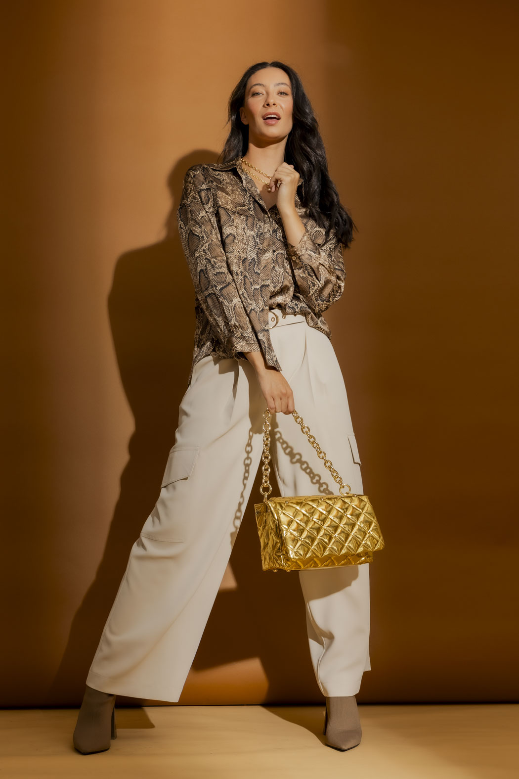 Brown Snake Silky Amber Shirt Brown Snake